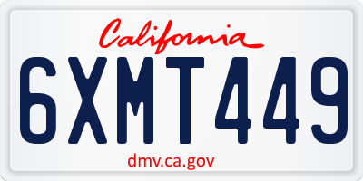 CA license plate 6XMT449