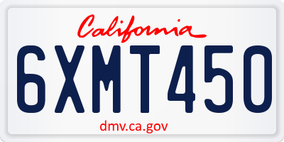 CA license plate 6XMT450