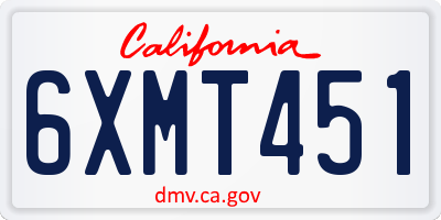 CA license plate 6XMT451