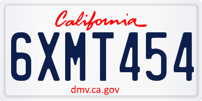 CA license plate 6XMT454