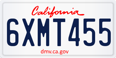 CA license plate 6XMT455