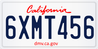 CA license plate 6XMT456