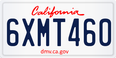 CA license plate 6XMT460