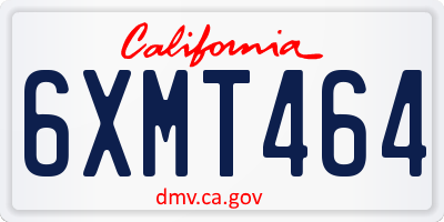 CA license plate 6XMT464