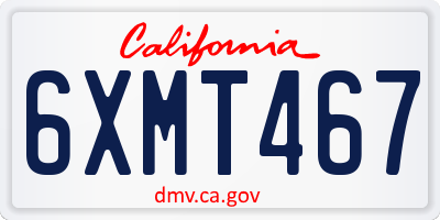 CA license plate 6XMT467