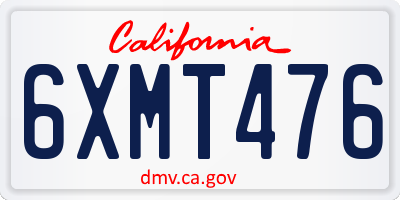 CA license plate 6XMT476