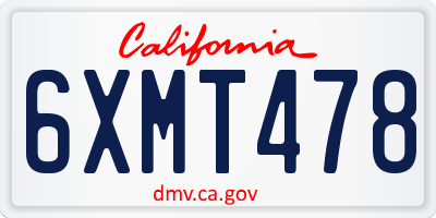 CA license plate 6XMT478