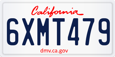 CA license plate 6XMT479