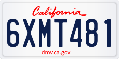 CA license plate 6XMT481