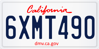 CA license plate 6XMT490