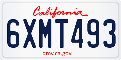 CA license plate 6XMT493