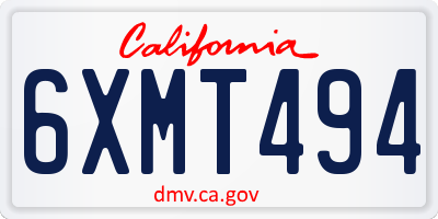 CA license plate 6XMT494