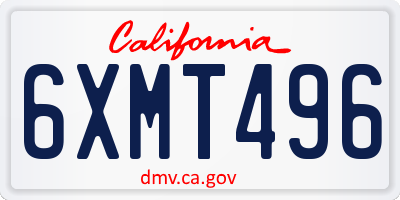 CA license plate 6XMT496