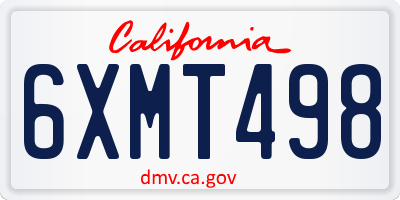 CA license plate 6XMT498
