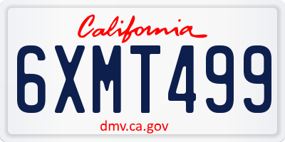 CA license plate 6XMT499