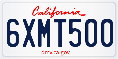 CA license plate 6XMT500