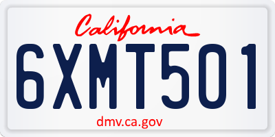 CA license plate 6XMT501