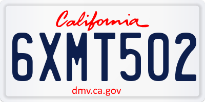 CA license plate 6XMT502