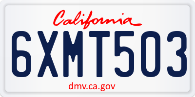 CA license plate 6XMT503