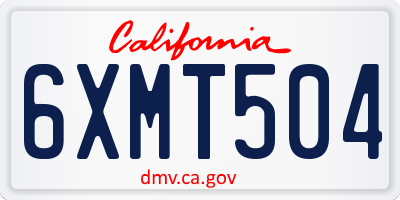 CA license plate 6XMT504
