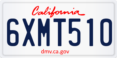 CA license plate 6XMT510