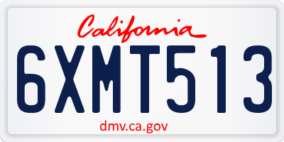 CA license plate 6XMT513