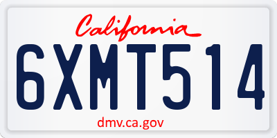 CA license plate 6XMT514