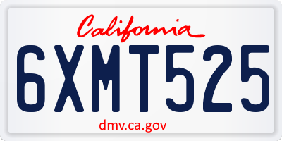 CA license plate 6XMT525