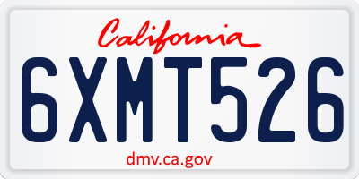 CA license plate 6XMT526
