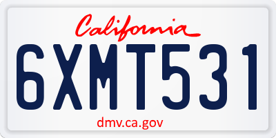 CA license plate 6XMT531