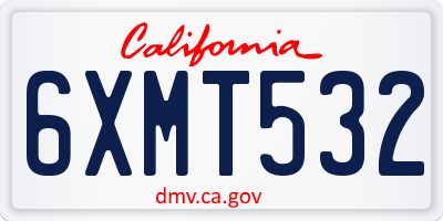 CA license plate 6XMT532