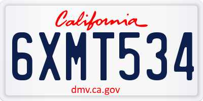 CA license plate 6XMT534