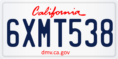 CA license plate 6XMT538