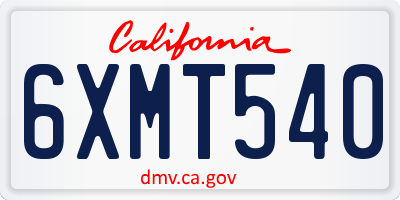CA license plate 6XMT540
