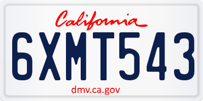 CA license plate 6XMT543