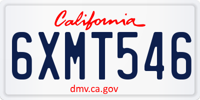 CA license plate 6XMT546