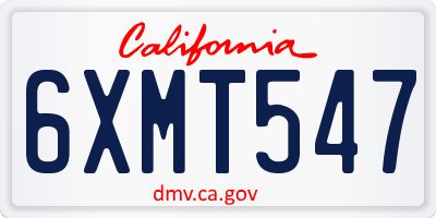 CA license plate 6XMT547