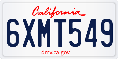 CA license plate 6XMT549