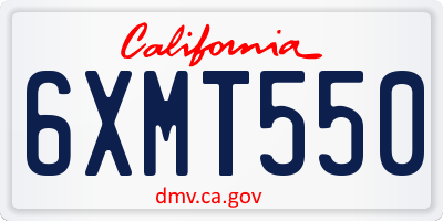 CA license plate 6XMT550