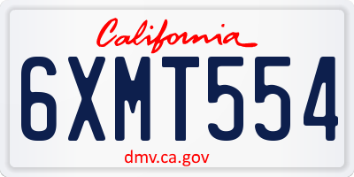 CA license plate 6XMT554