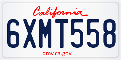 CA license plate 6XMT558