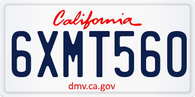 CA license plate 6XMT560