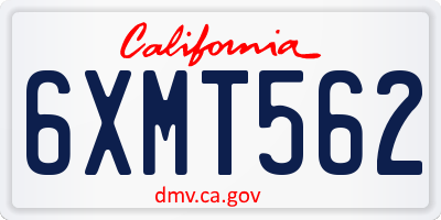 CA license plate 6XMT562