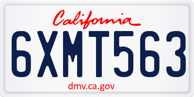 CA license plate 6XMT563