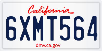 CA license plate 6XMT564