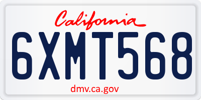 CA license plate 6XMT568
