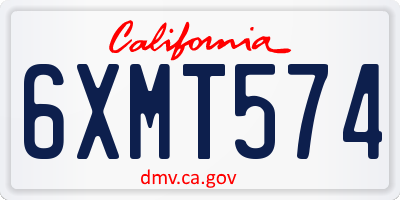 CA license plate 6XMT574