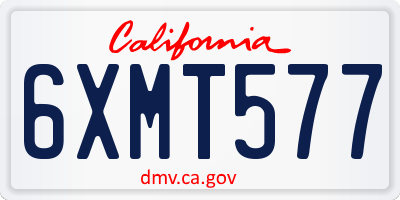 CA license plate 6XMT577