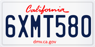 CA license plate 6XMT580