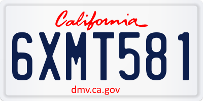 CA license plate 6XMT581